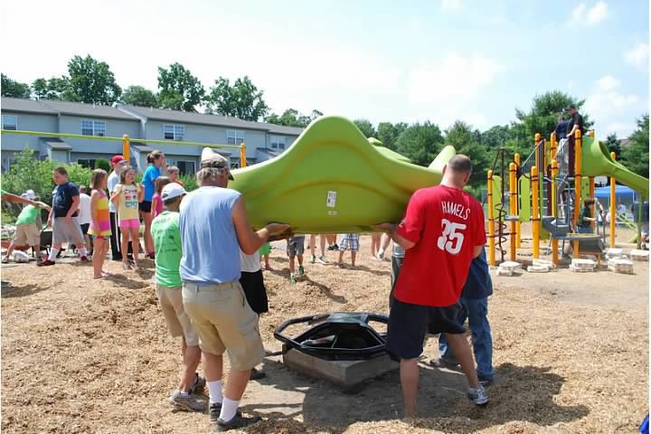 Picture of volunteers on community build playground