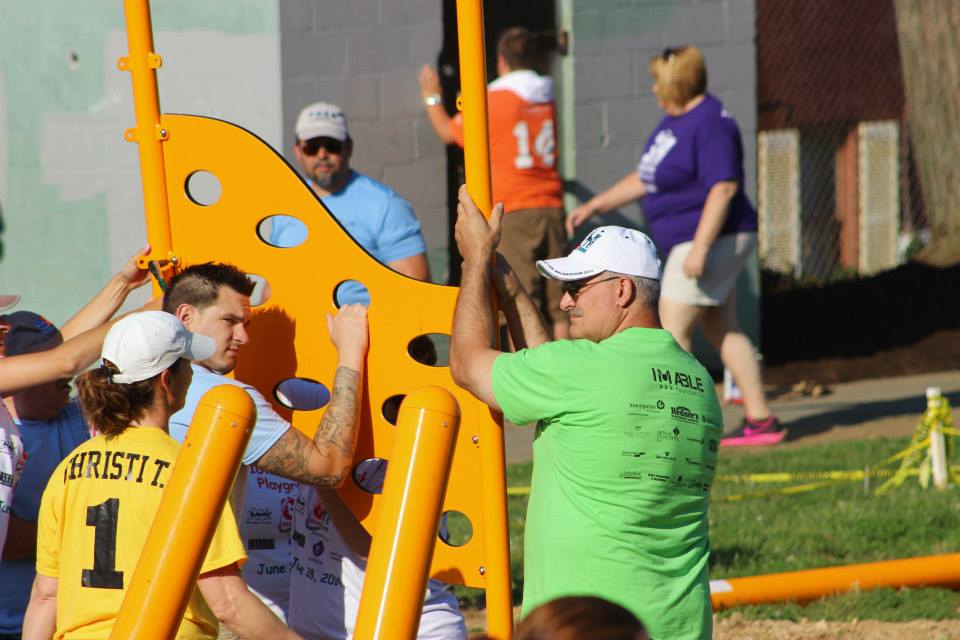 Picture of volunteers building playground