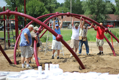 photo of volunteers on a community build playgrounds